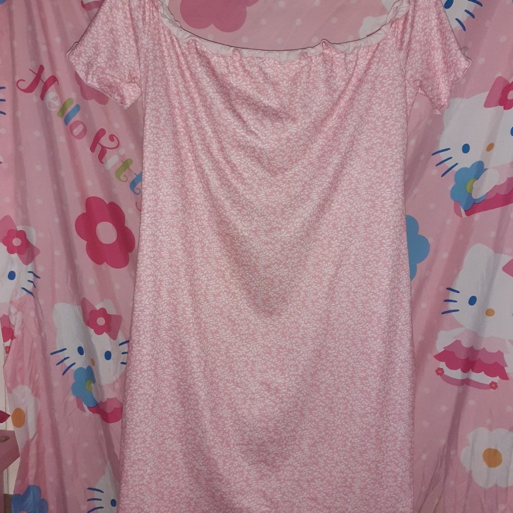 Pink Floral Off-the-Shoulder Dress SHEIN (L/XL) - Picture 4 of 4